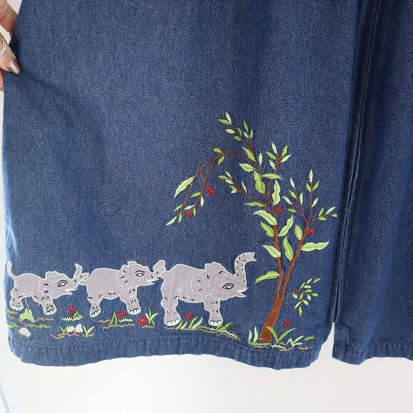 Bechamel Petites Denim Patio Dress Womens PL Blue Vintage Boho Cottage Granny - Picture 3 of 11